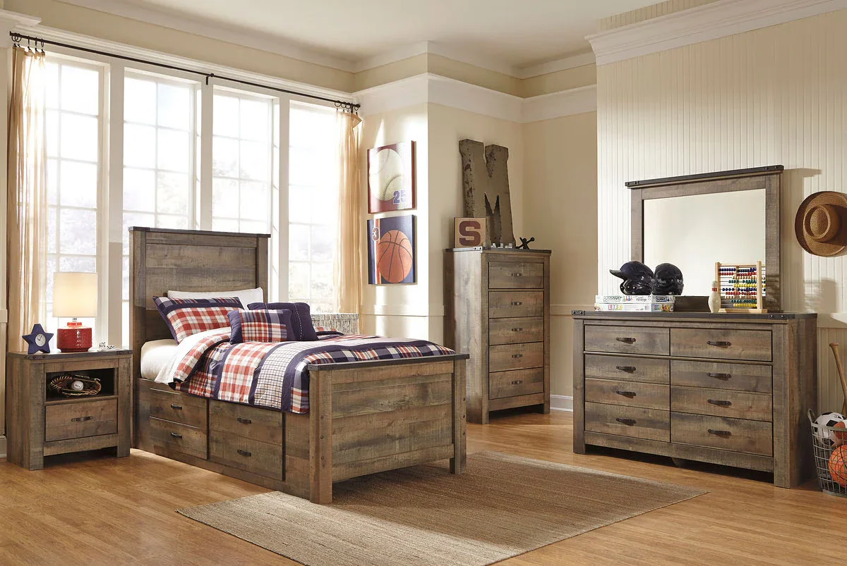 Trinell - Brown - Twin Panel Bed With 2 Storage Drawers - Image 3