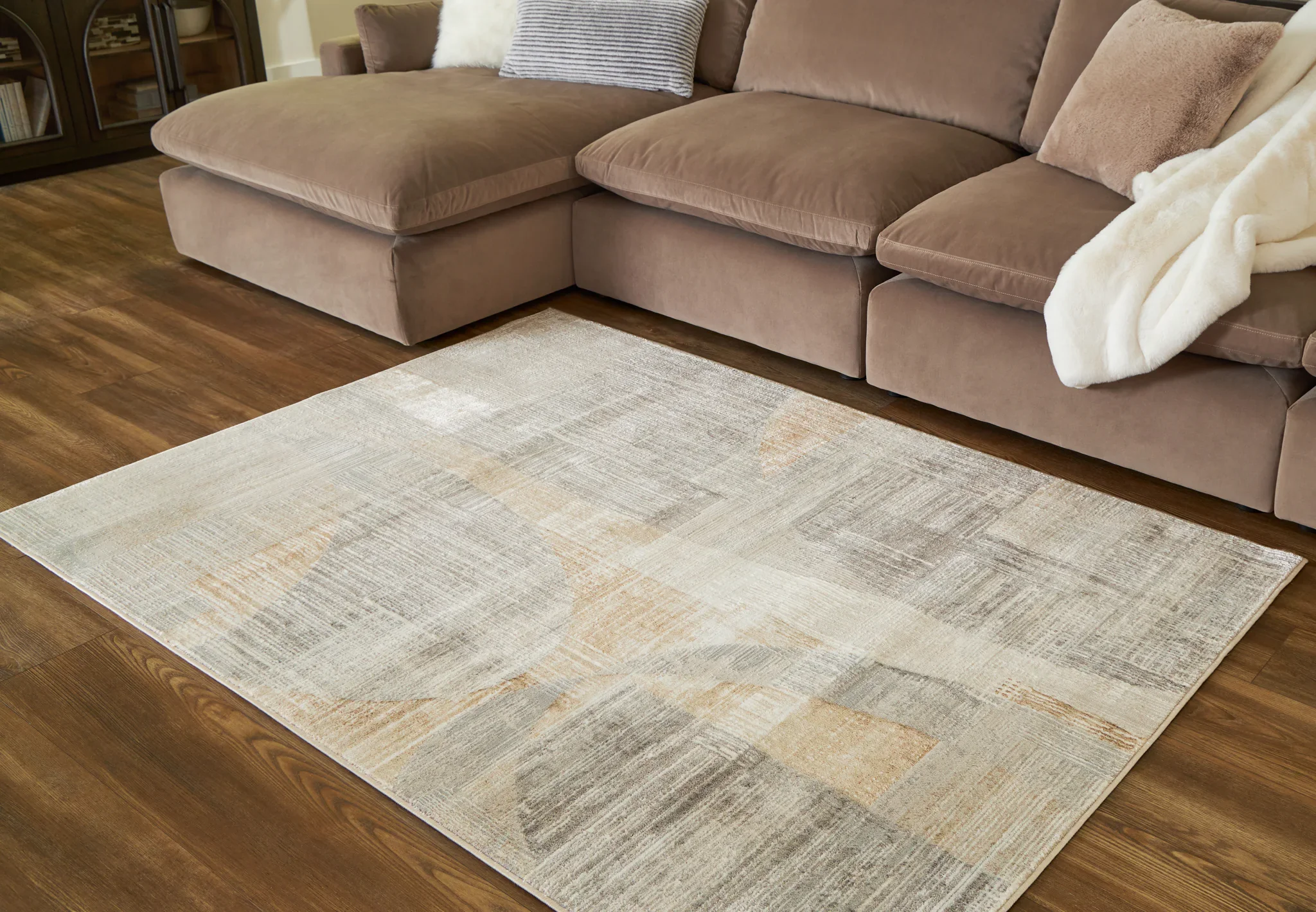Truward - Linen / Gray / Caramel - Medium Rug - 5' x 7' - Image 4