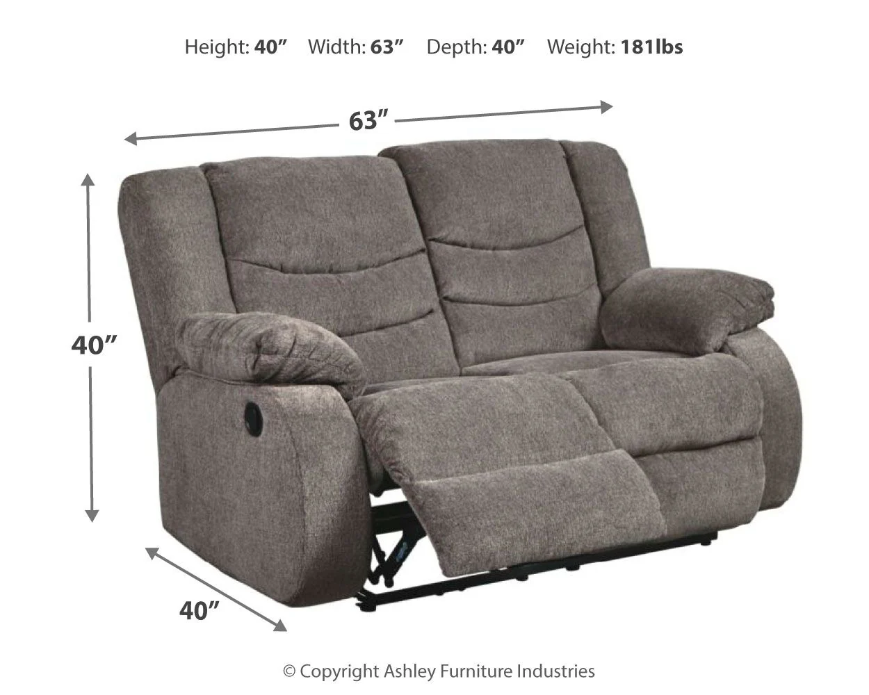 Tulen - Gray - Reclining Loveseat - Image 3
