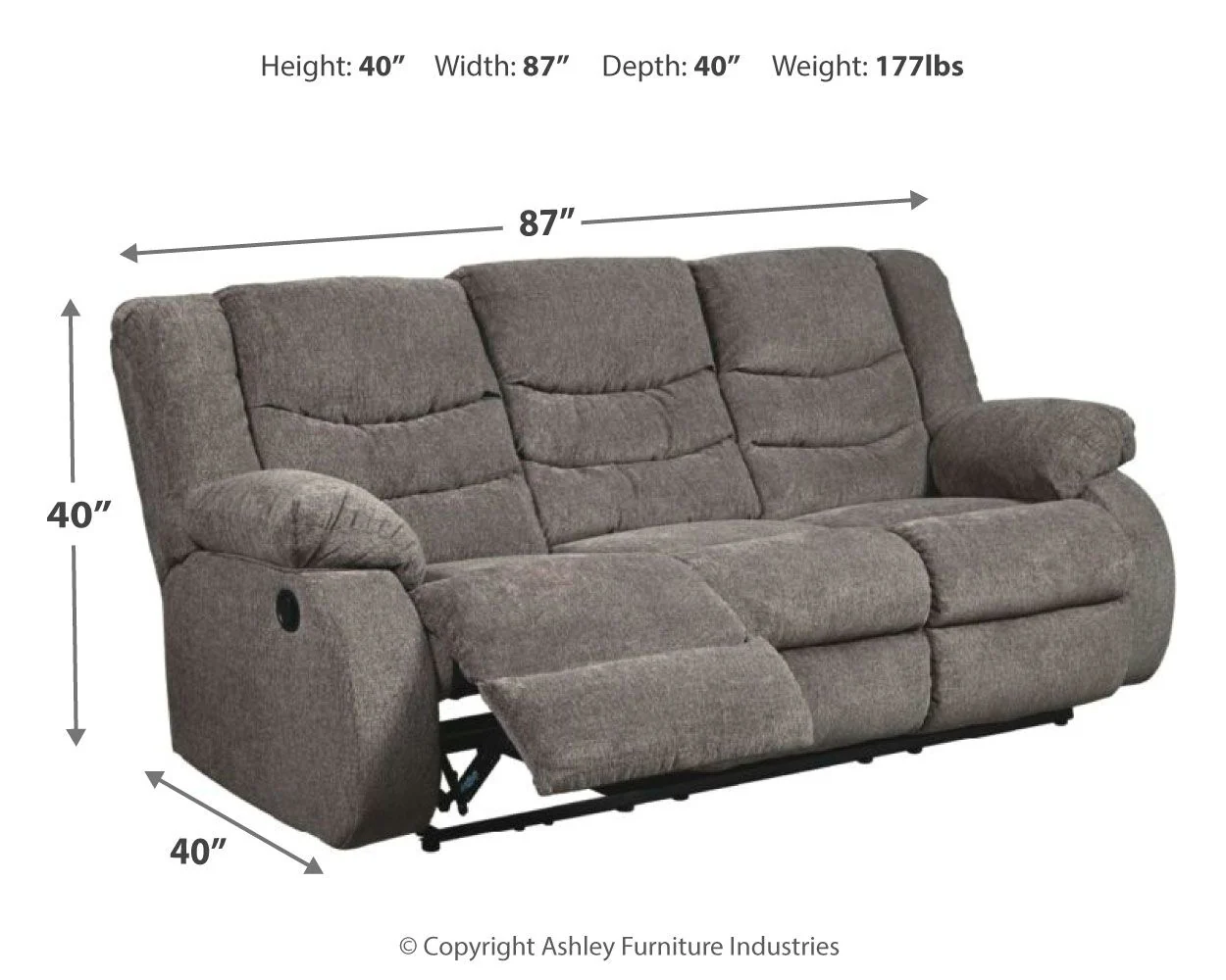 Tulen - Gray - Reclining Sofa - Image 4