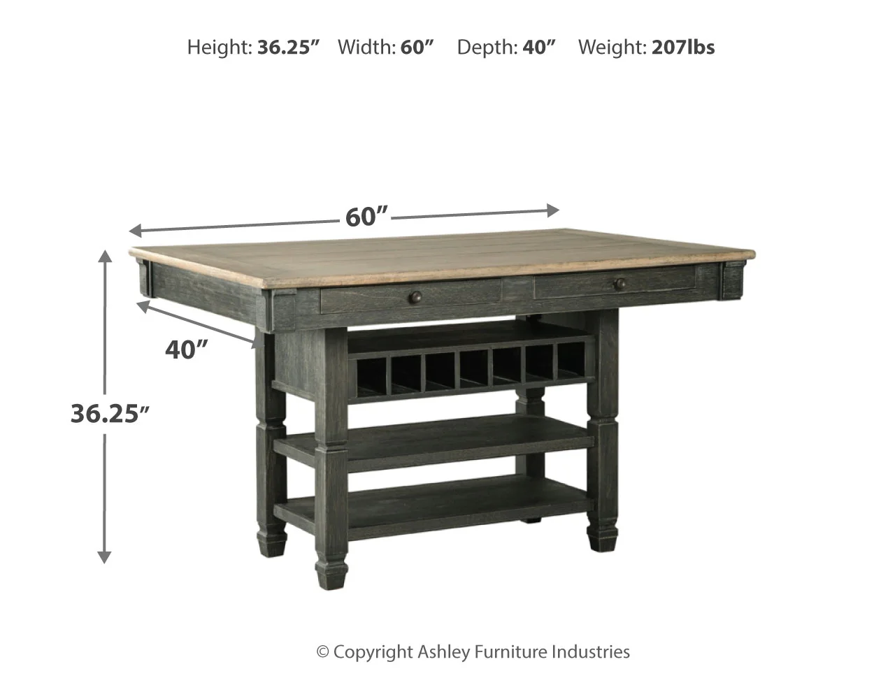 Tyler - Black / Gray - Rect Dining Room Counter Table - Image 3