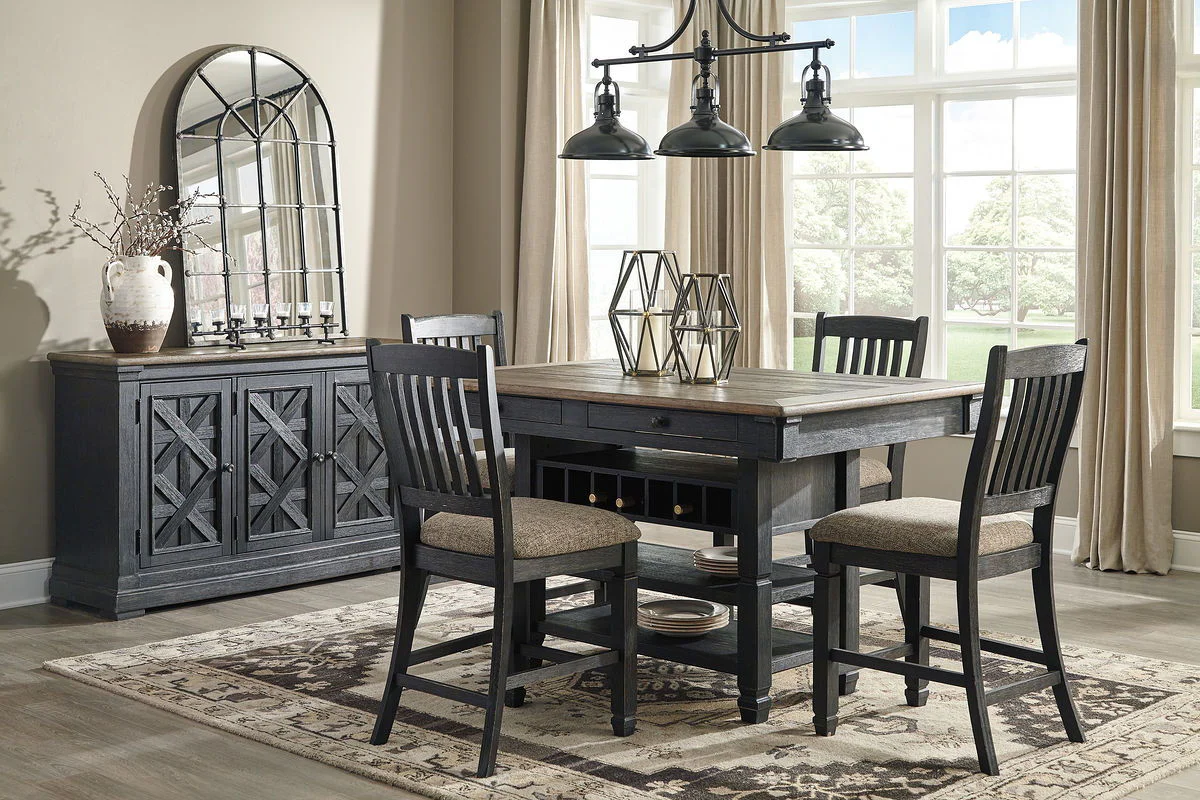 Tyler Creek - Dark Gray - 5 Pc. - Counter Table, 4 Barstools - Image 3
