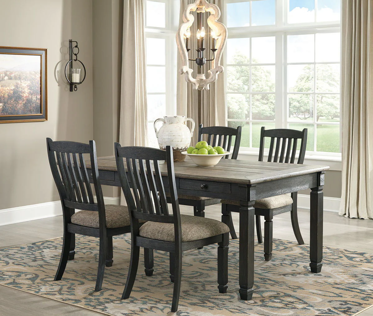 Tyler Creek - Dark Gray - 5 Pc. - Dining Room Table, 4 Side Chairs