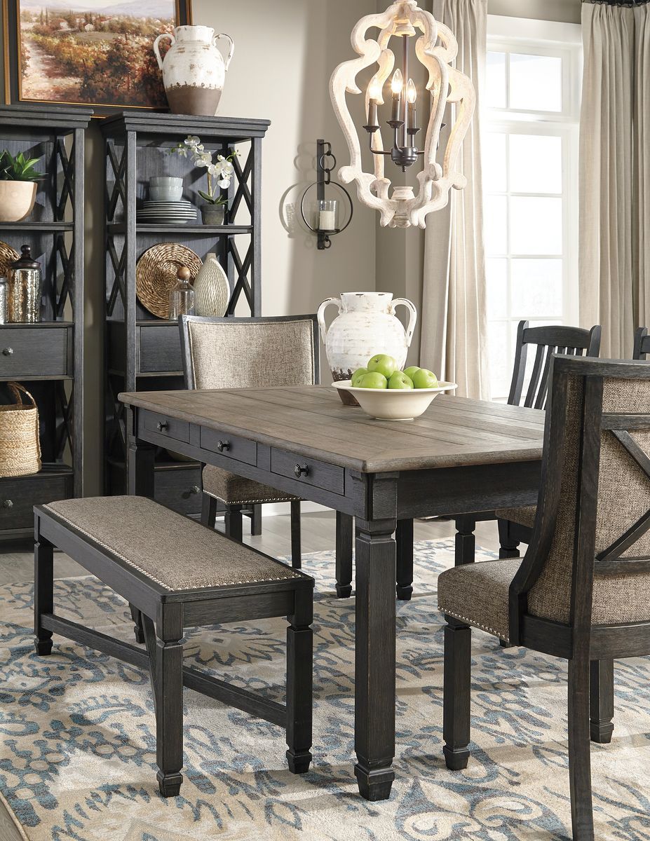 Tyler Creek - Dark Gray - 6 Pc. - Dining Room Table, 2 Side Chairs, 2 Upholstered Side Chairs, Bench - Image 5