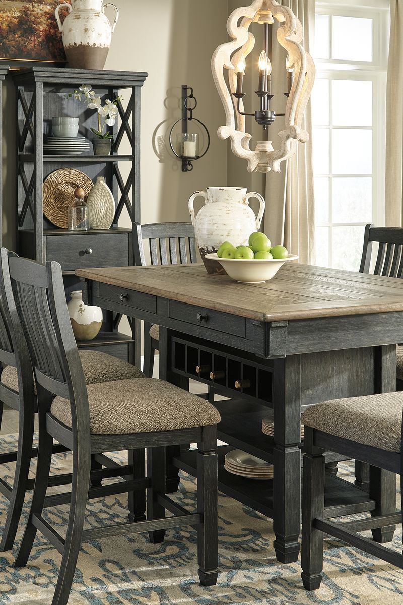Tyler Creek - Dark Gray - 8 Pc. - Counter Table, 6 Barstools, Server - Image 3