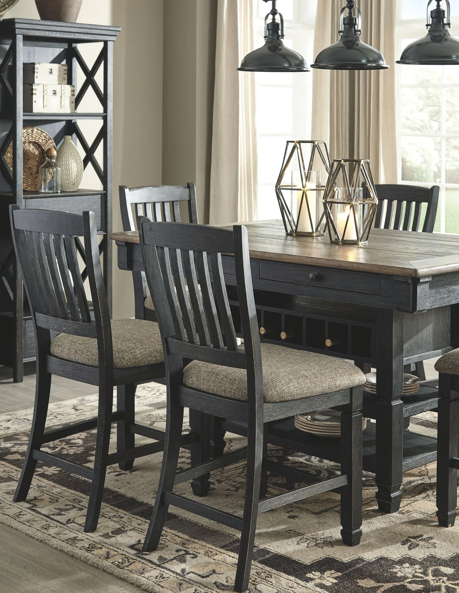 Tyler Creek - Dark Gray - 9 Pc. - Counter Table, 6 Barstools, 2 Cabinets - Image 3