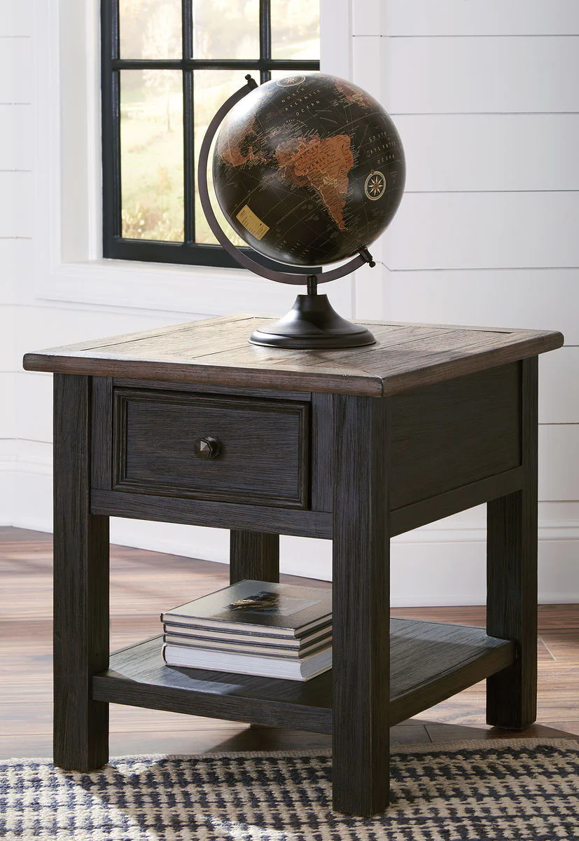 Tyler - Grayish Brown / Black - Rectangular End Table - Image 2