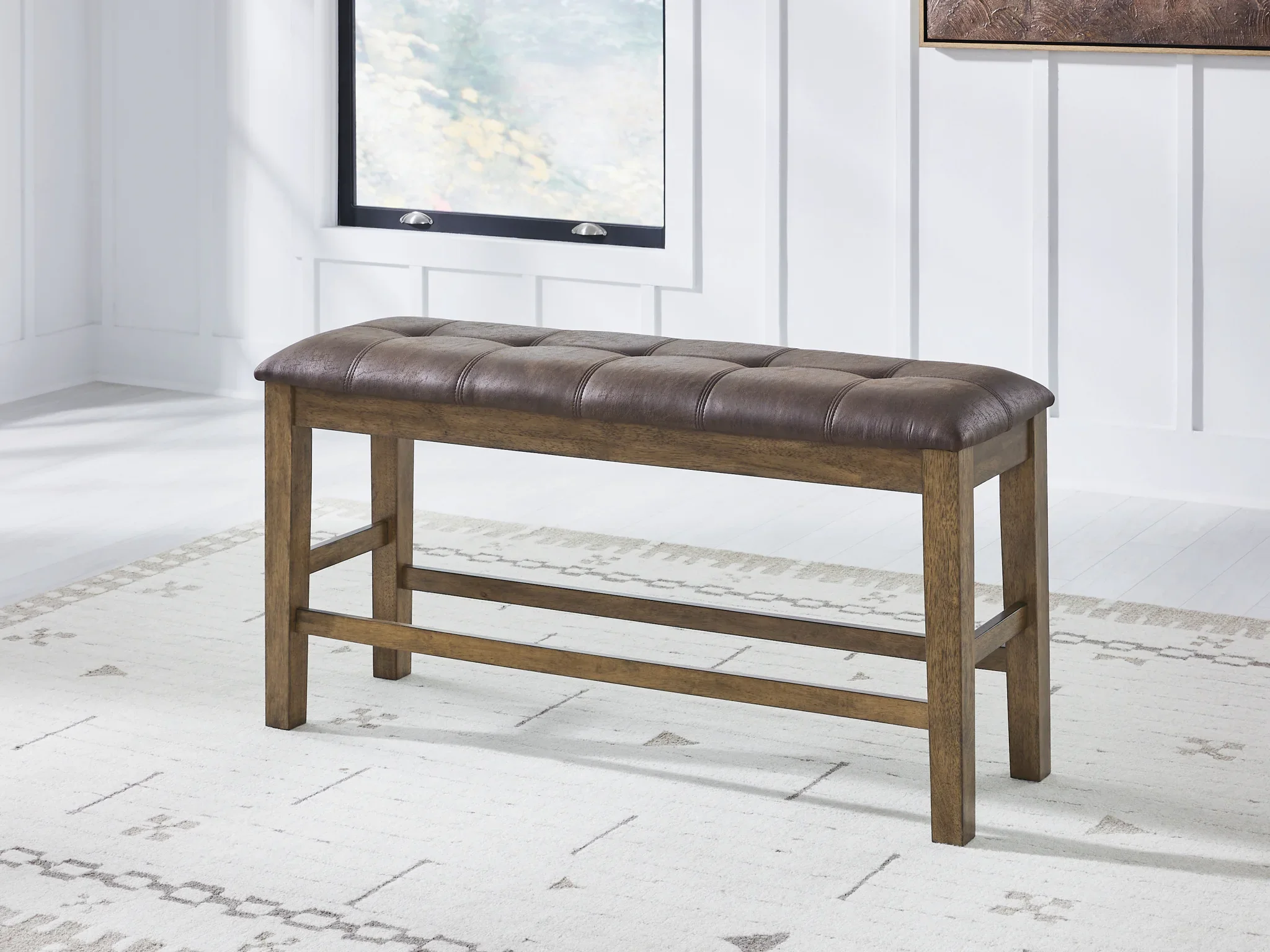 Urbinforte - Light Brown - Double Counter Height Upholstered Bench - Image 2
