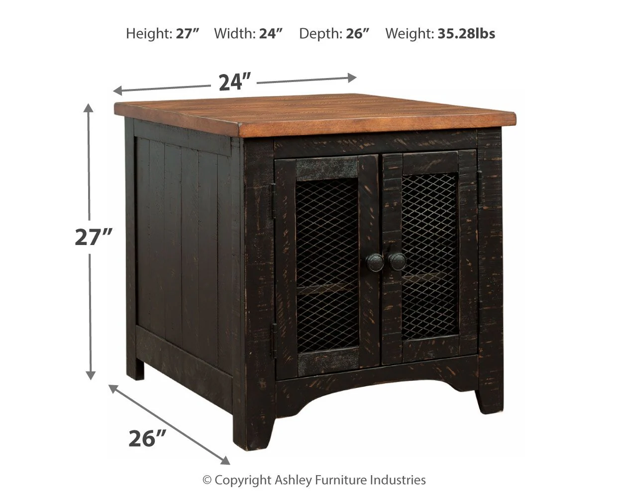 Valebeck - Black / Brown - Rectangular End Table - Image 4
