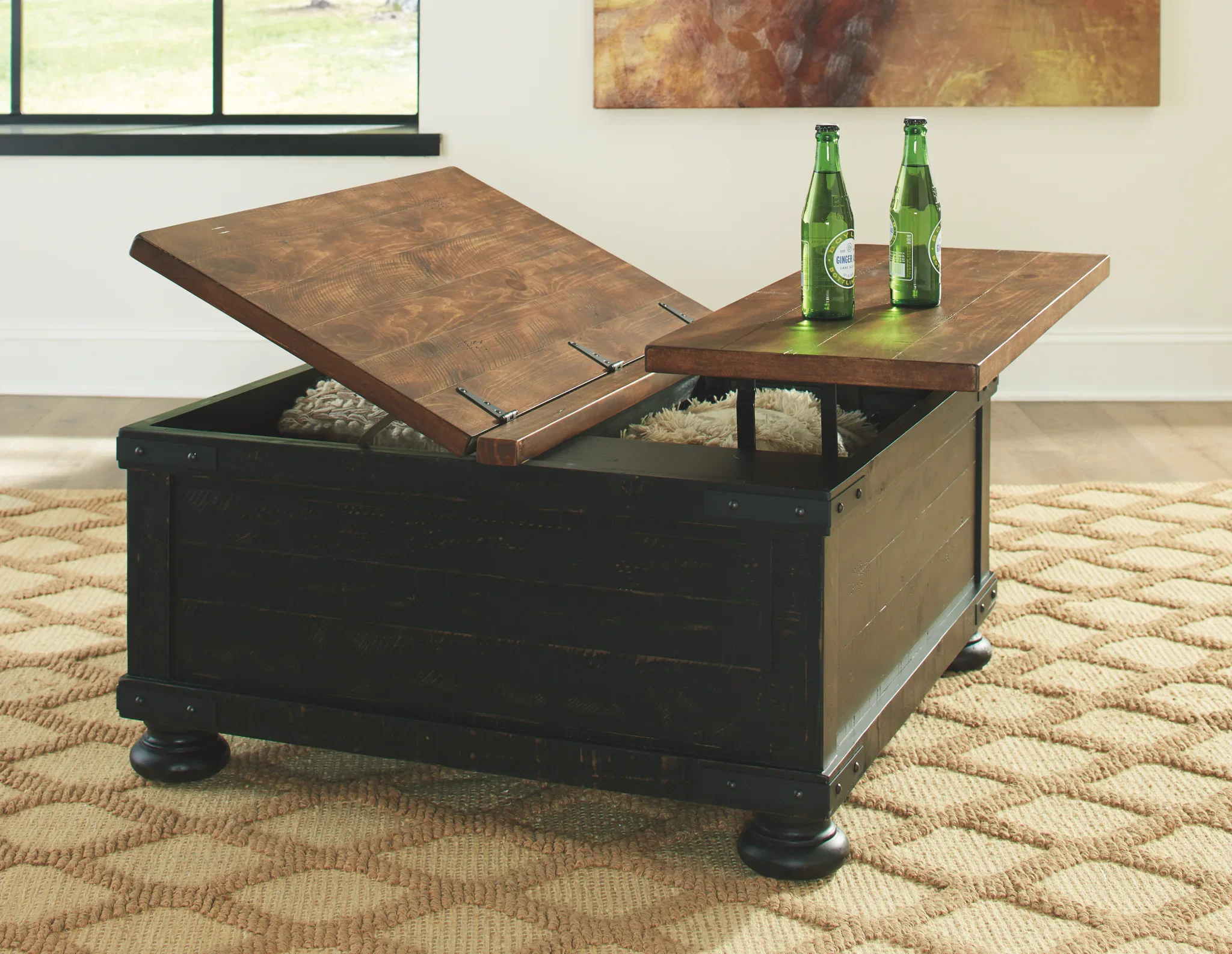 Valebeck - Black / Brown - Lift Top Cocktail Table - Image 5