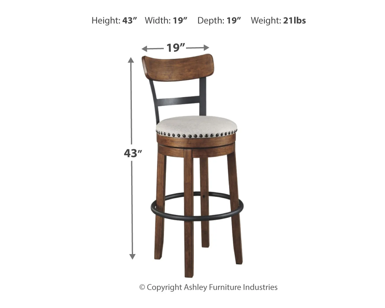 Valebeck - Brown - Tall Uph Swivel Barstool - Image 4