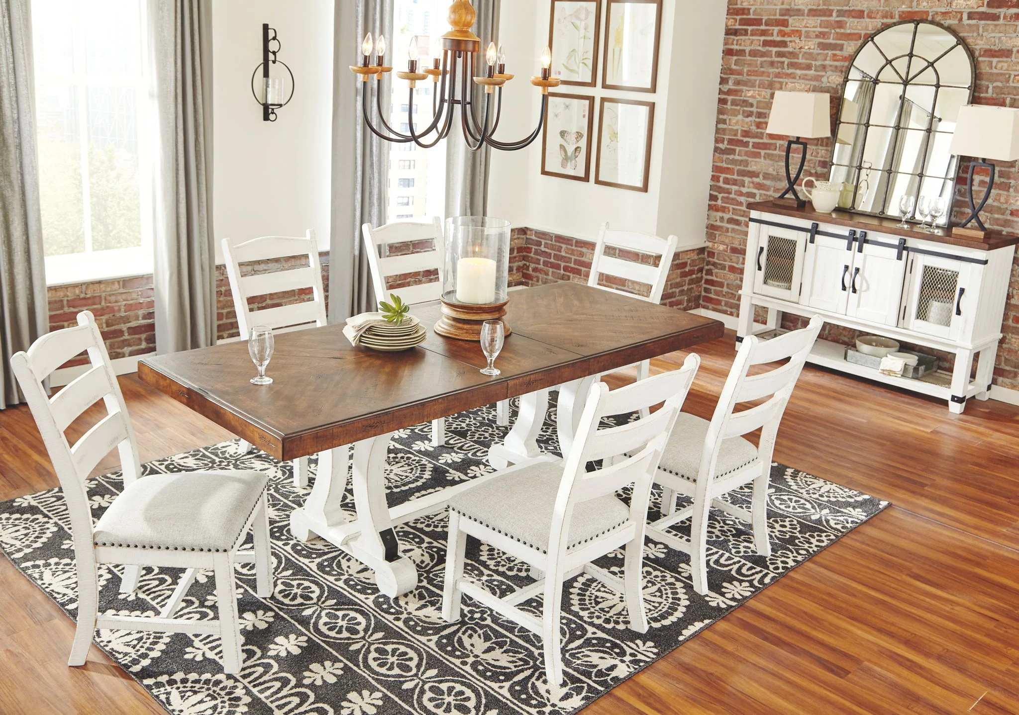Valebeck - White / Brown - 5 Pc. - Dining Room Table, 4 Side Chairs - Image 4