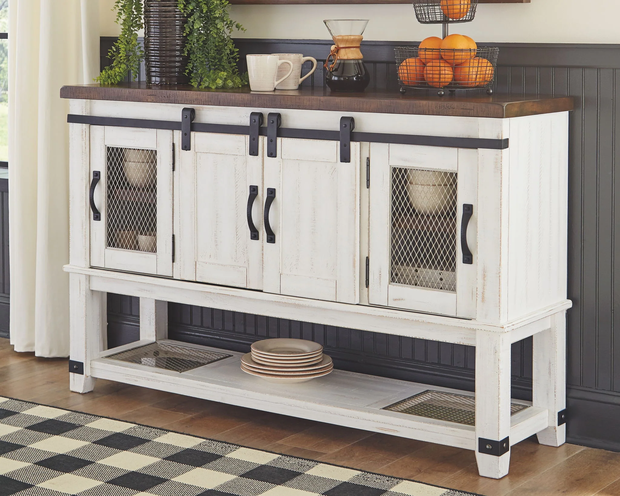 Valebeck - White / Brown - Dining Room Server - Image 2