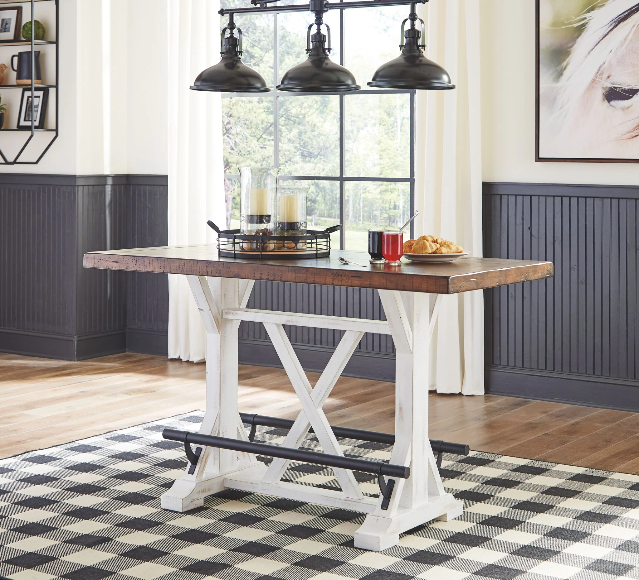 Valebeck - White / Brown - Rect Dining Room Counter Table - Image 3