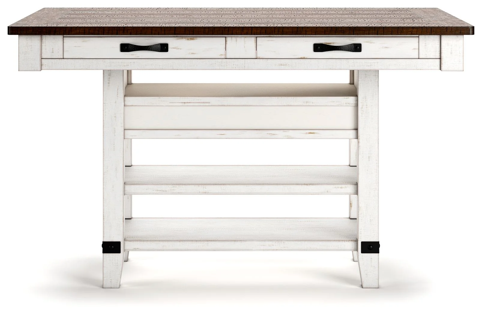 Valebeck - White / Brown - Rect Dining Room Counter Table With Wine Rack - Image 5