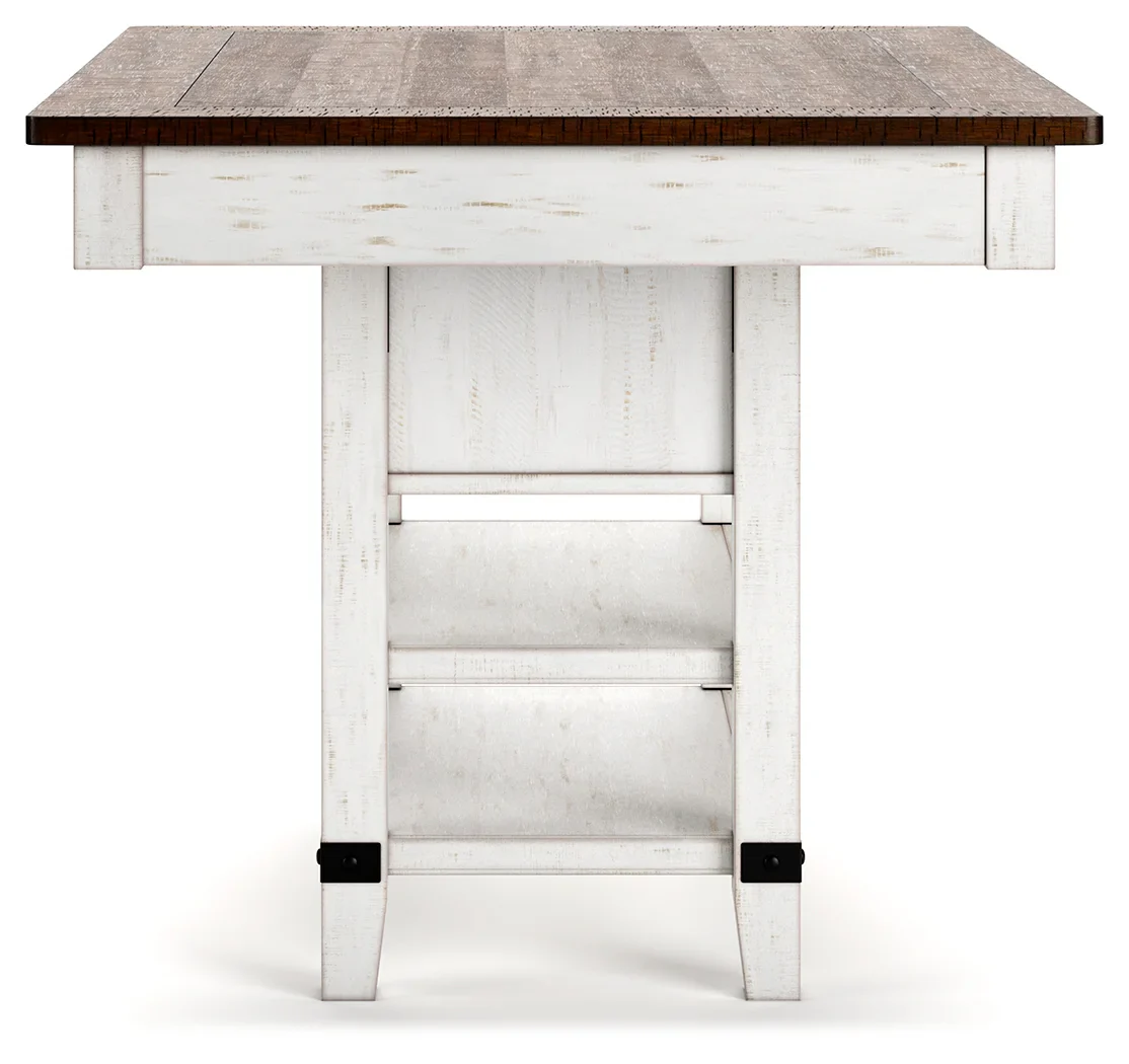 Valebeck - White / Brown - Rect Dining Room Counter Table With Wine Rack - Image 8