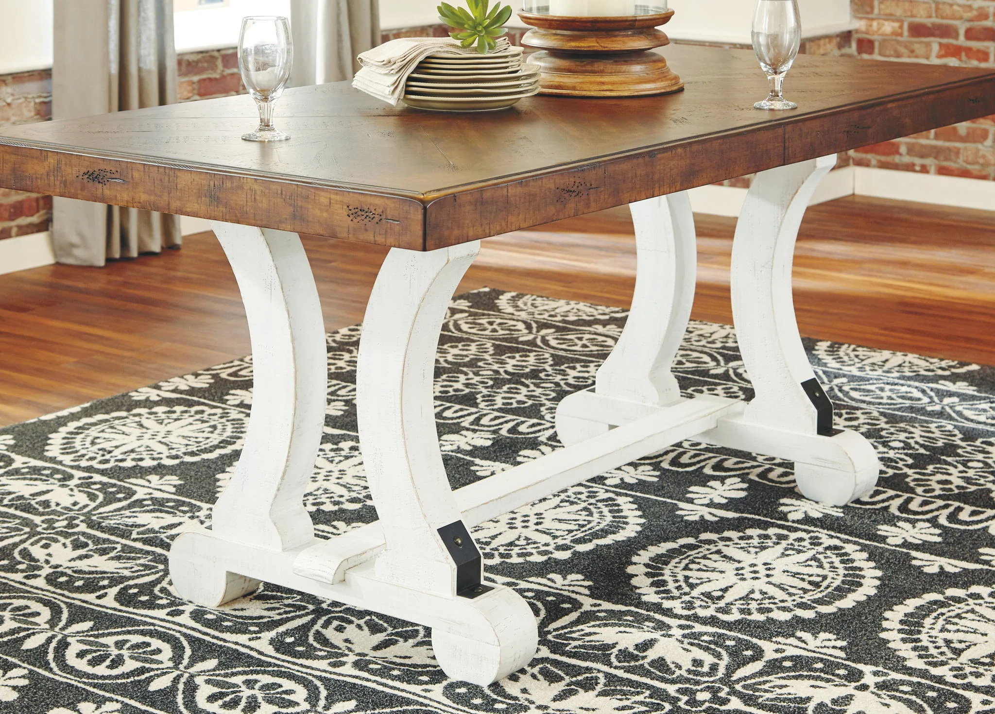 Valebeck - White / Brown - Rectangular Dining Room Table - Image 3
