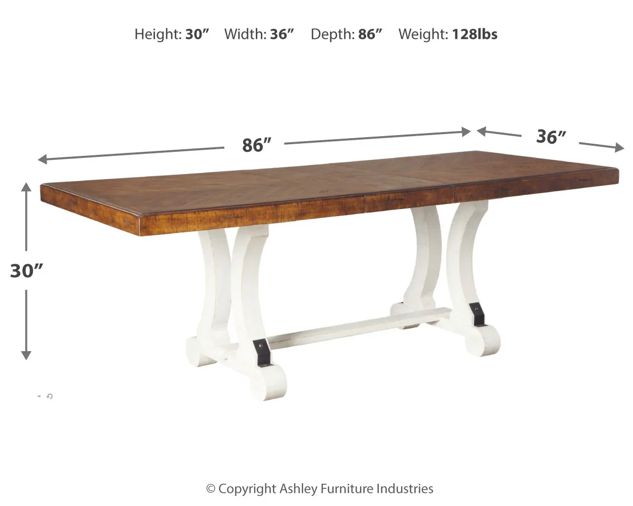Valebeck - White / Brown - Rectangular Dining Room Table - Image 4
