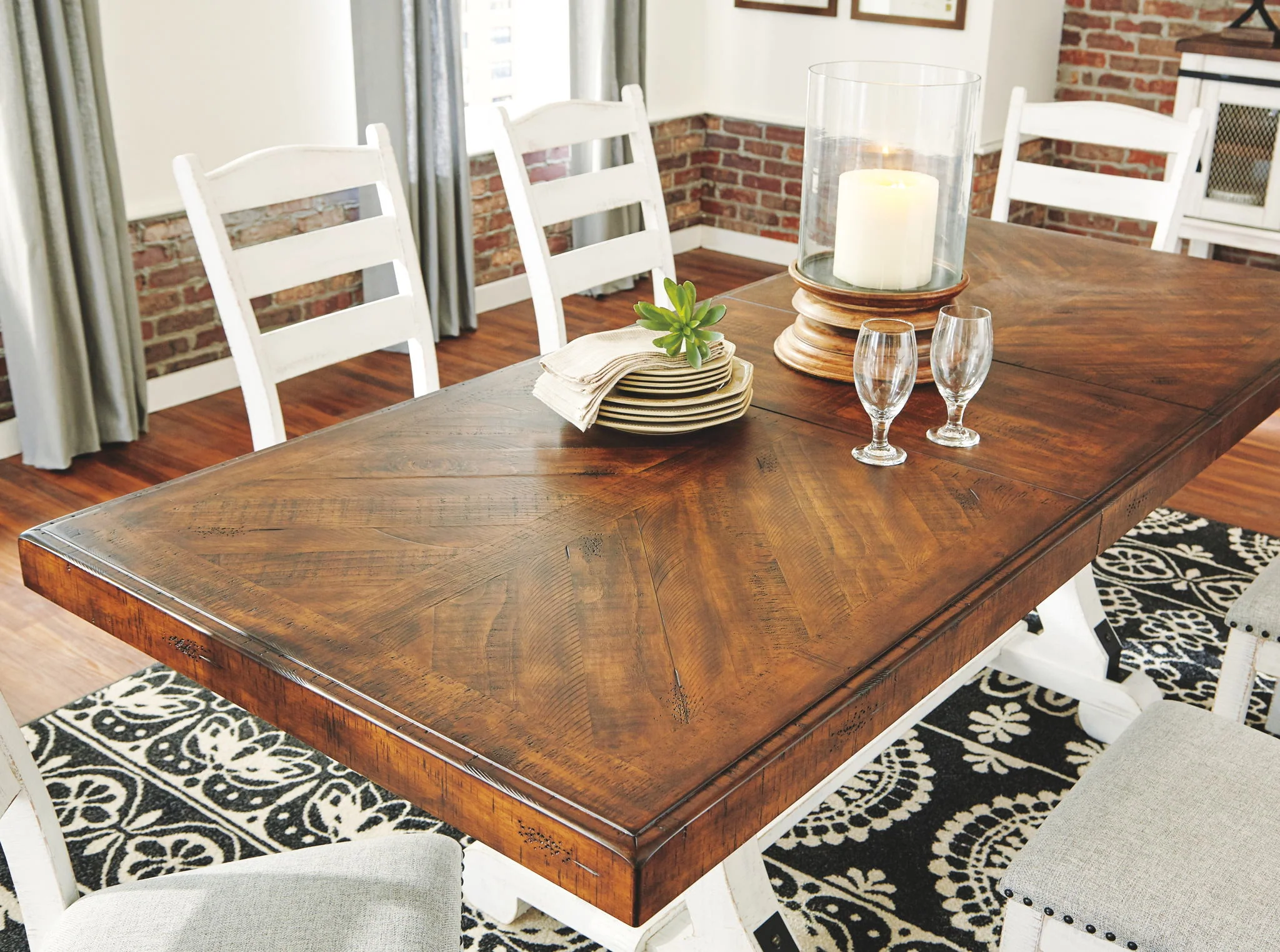 Valebeck - White / Brown - Rectangular Dining Room Table - Image 5