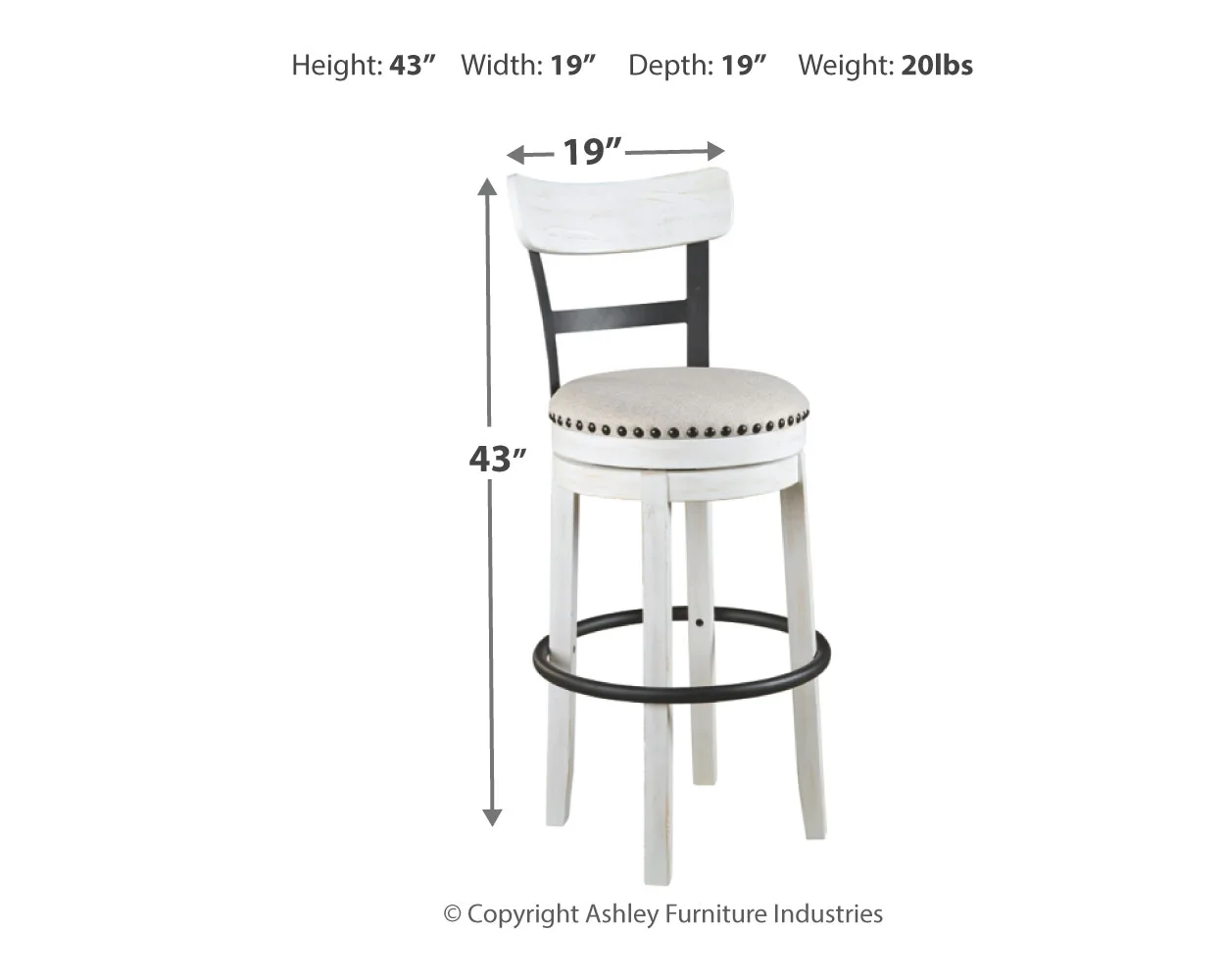 Valebeck - White - Tall Uph Swivel Barstool - Image 4