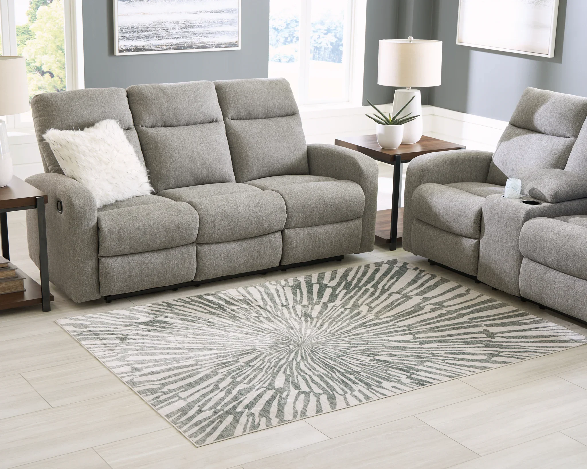 Verland - Gray / White - Washable Large Rug - 8' x 10' - Image 2