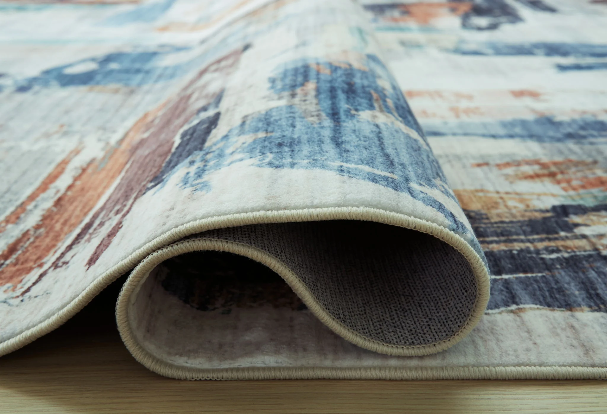 Vinlett - Cream / Blue / Brown - Washable Medium Rug - 5' x 7' - Image 4