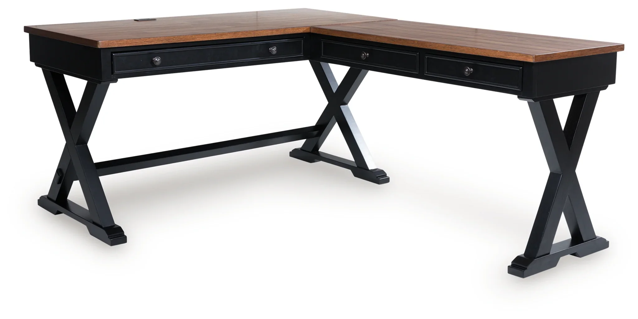 Wildenauer - Brown / Black - 4 Pc. - Home Office Desk And Return, Swivel Desk Chair, Bookcase - Image 3