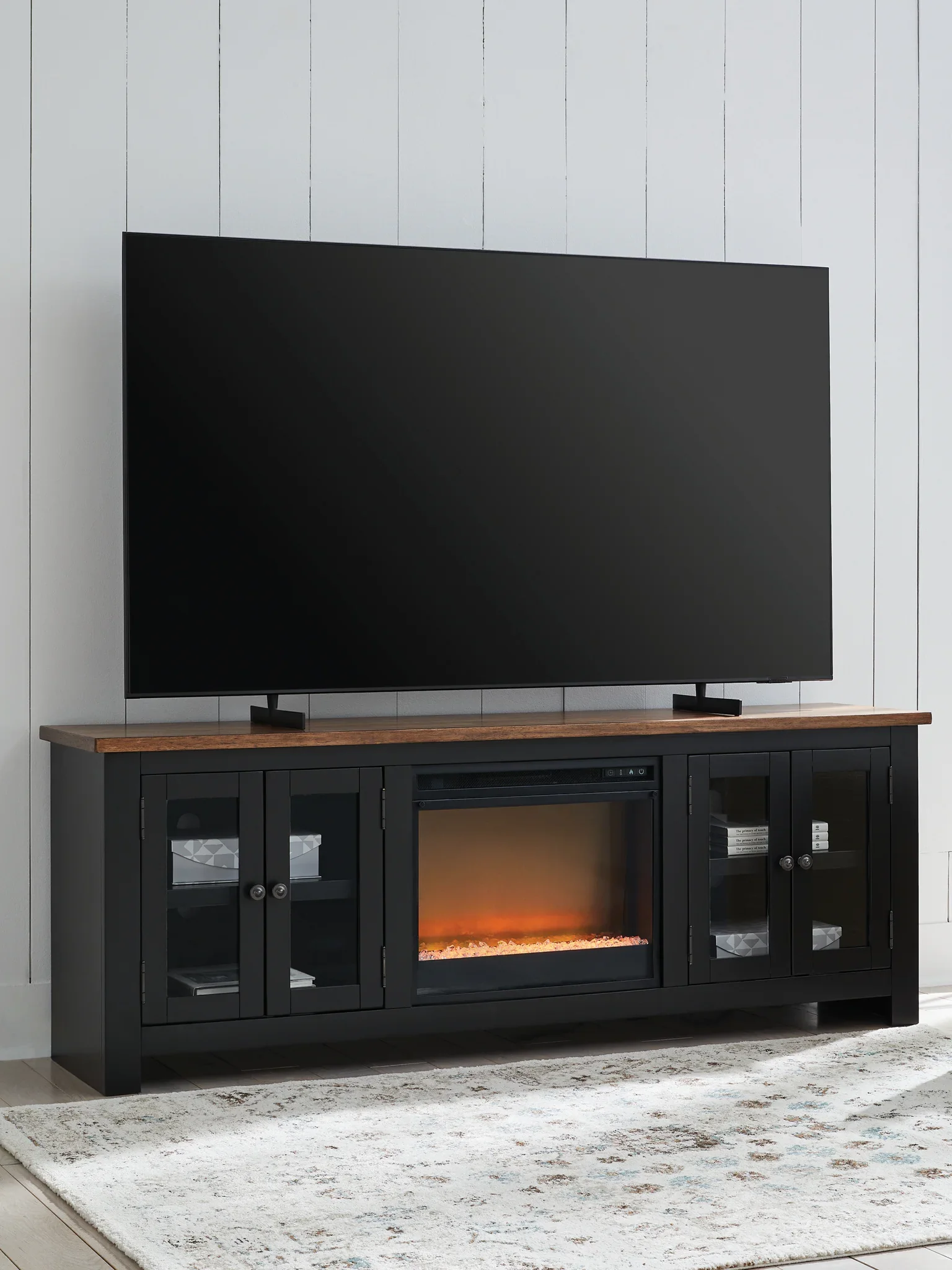 Wildenauer - Brown / Black - 76" TV Stand With Electric Fireplace - Image 2