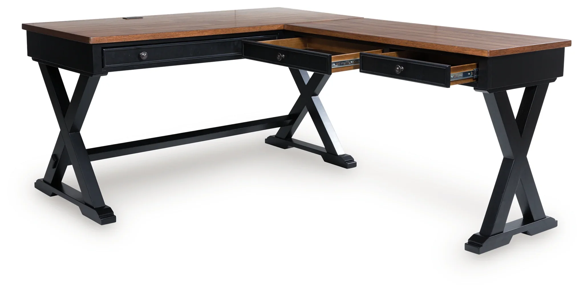 Wildenauer - Brown / Black - Home Office Desk And Return - Image 2