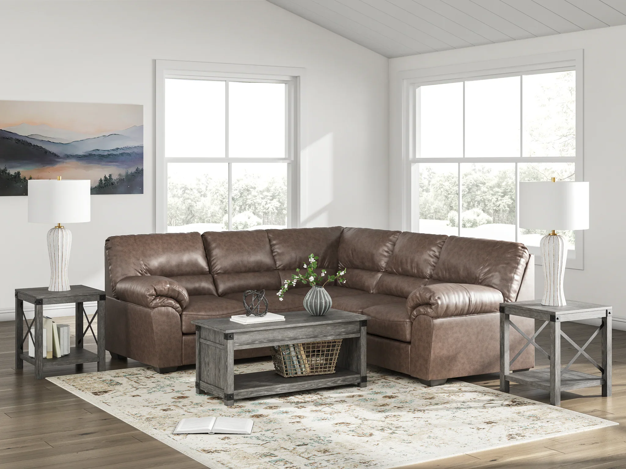 WillowBend - Umber - 2-Piece Sectional With RAF Sofa With Corner Wedge - Image 2