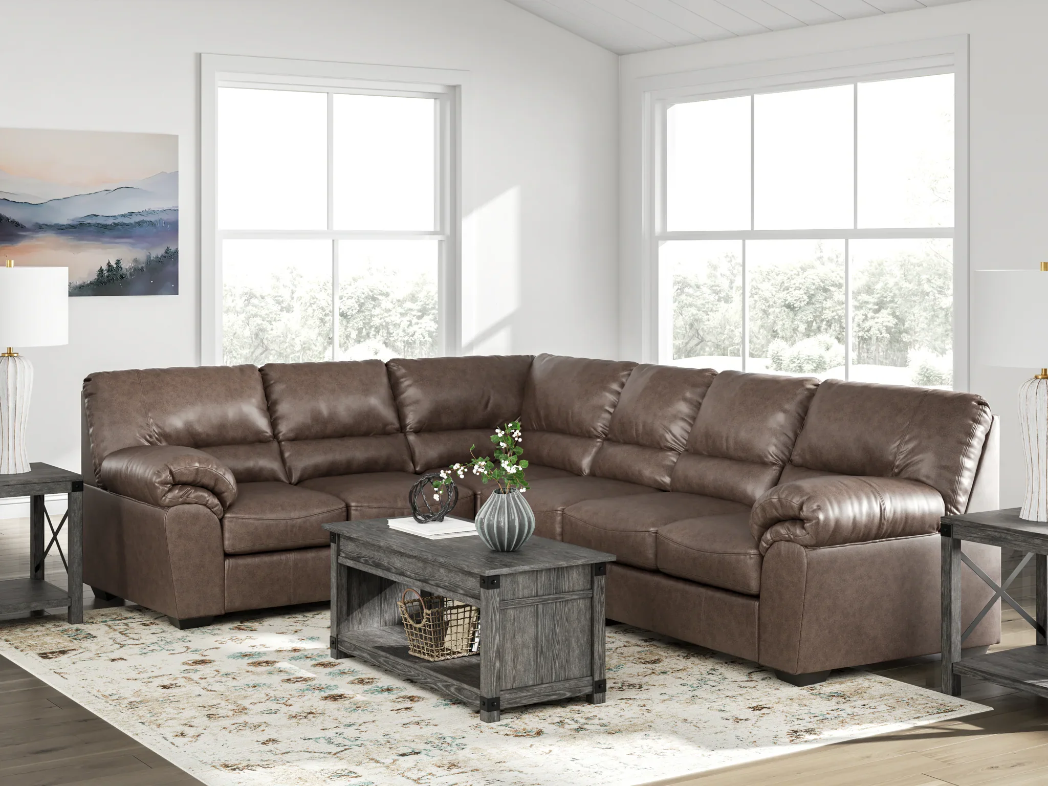 WillowBend - Umber - 3-Piece Sectional With LAF Sofa With Corner Wedge - Image 2