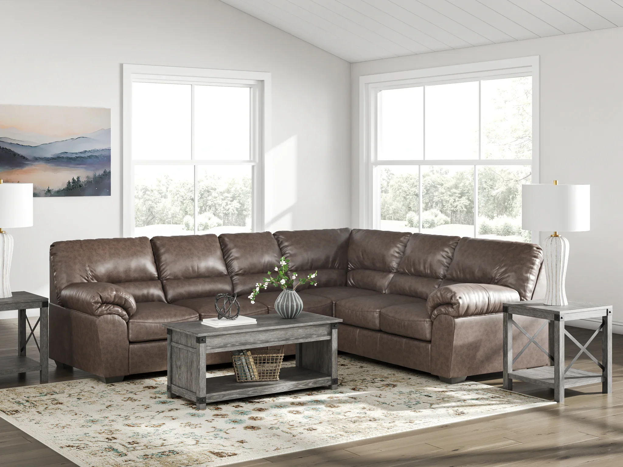 WillowBend - Umber - 3-Piece Sectional With RAF Sofa With Corner Wedge - Image 2