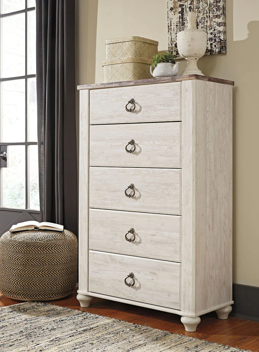 Willowton - Brown / Beige / White - Five Drawer Chest - Image 2