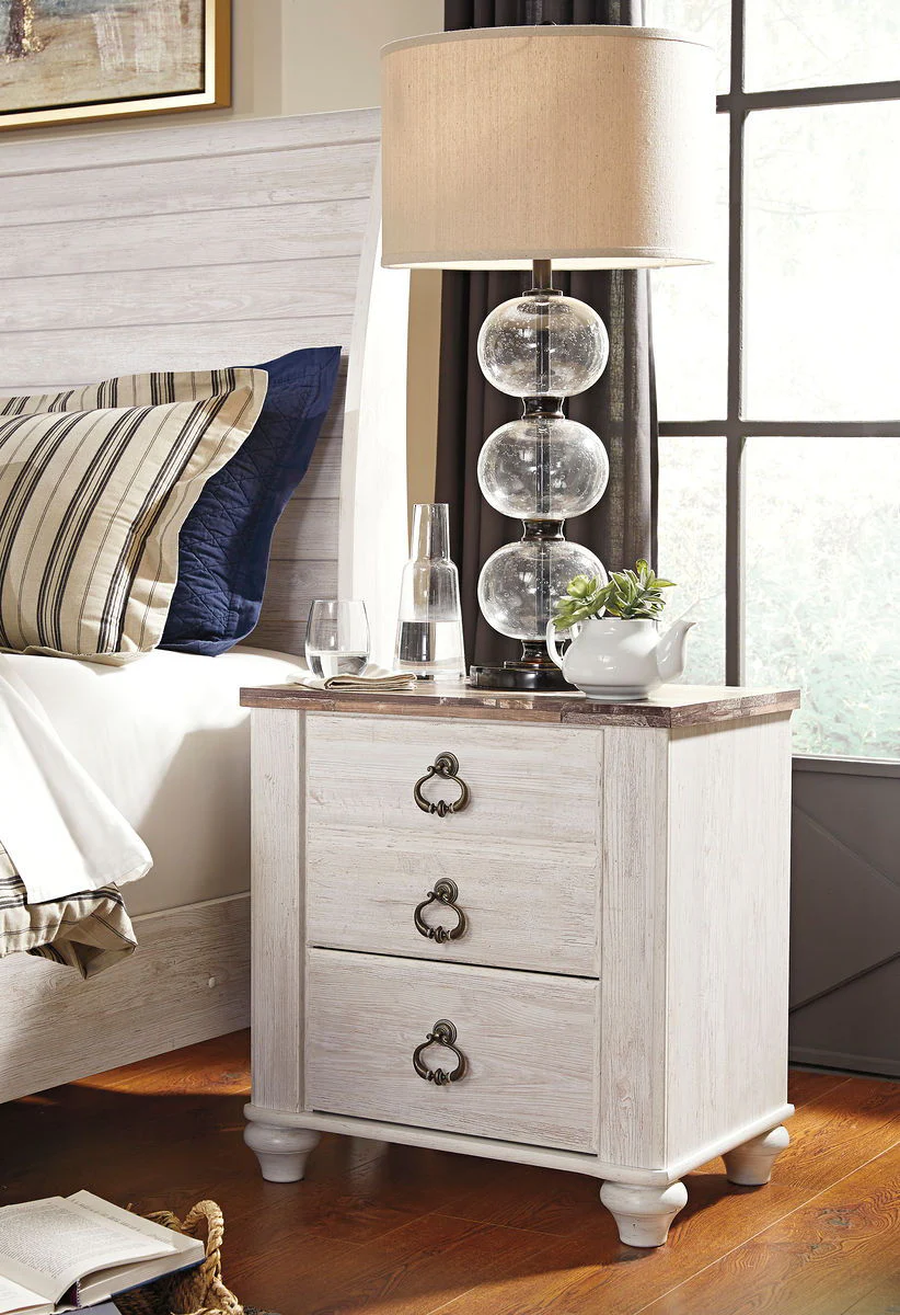Willowton - Brown / Beige / White - Two Drawer Night Stand - Image 2