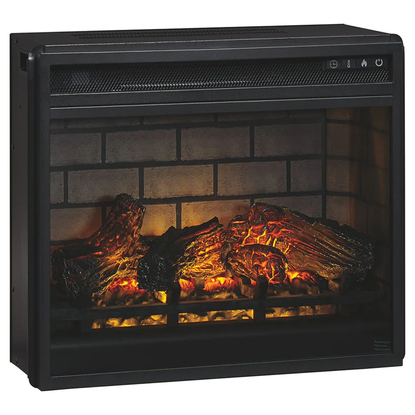 Willowton - Whitewash - 2 Pc. - TV Stand With Faux Firebrick Fireplace Insert - Image 4