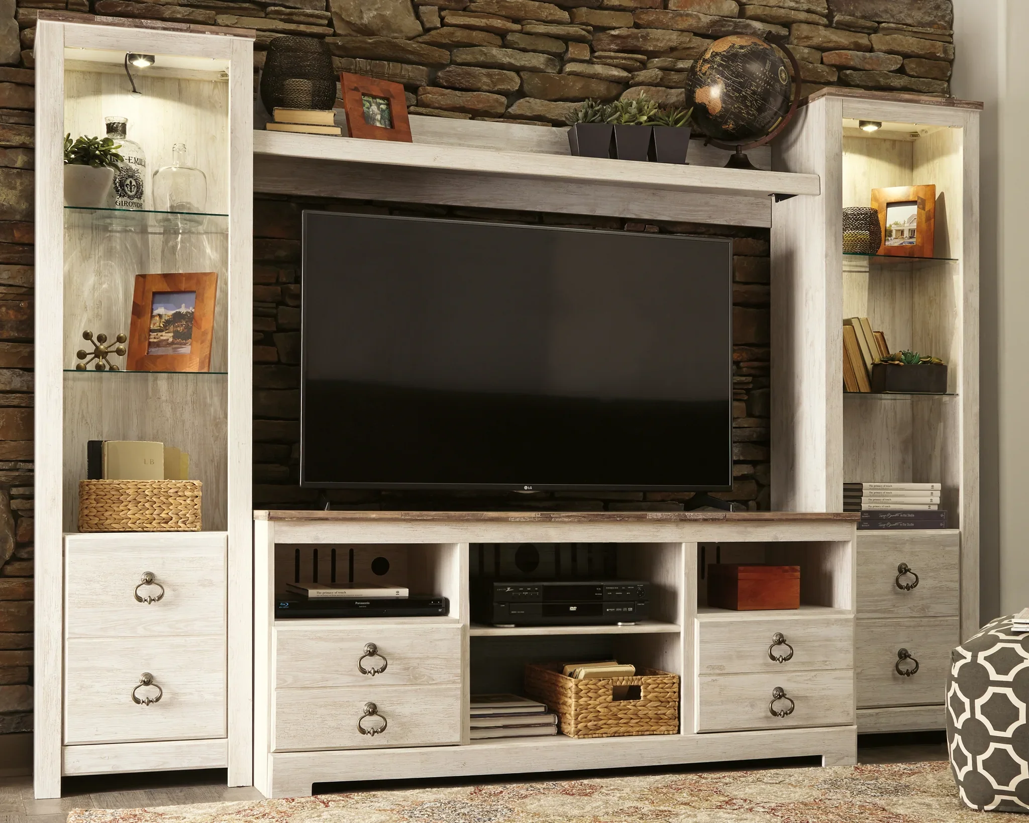 Willowton - Whitewash - 3-Piece Entertainment Center - Image 6