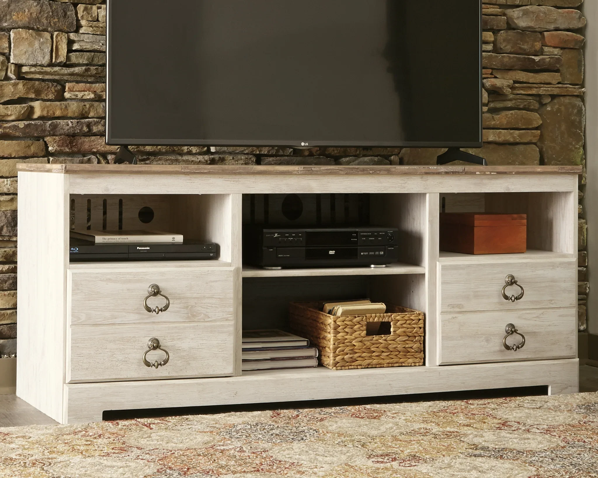 Willowton - Whitewash - 3-Piece Entertainment Center - Image 7