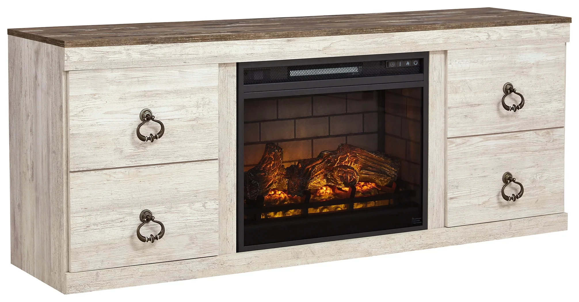 Willowton - Whitewash - 5-Piece Entertainment Center With Electric Fireplace - Image 2