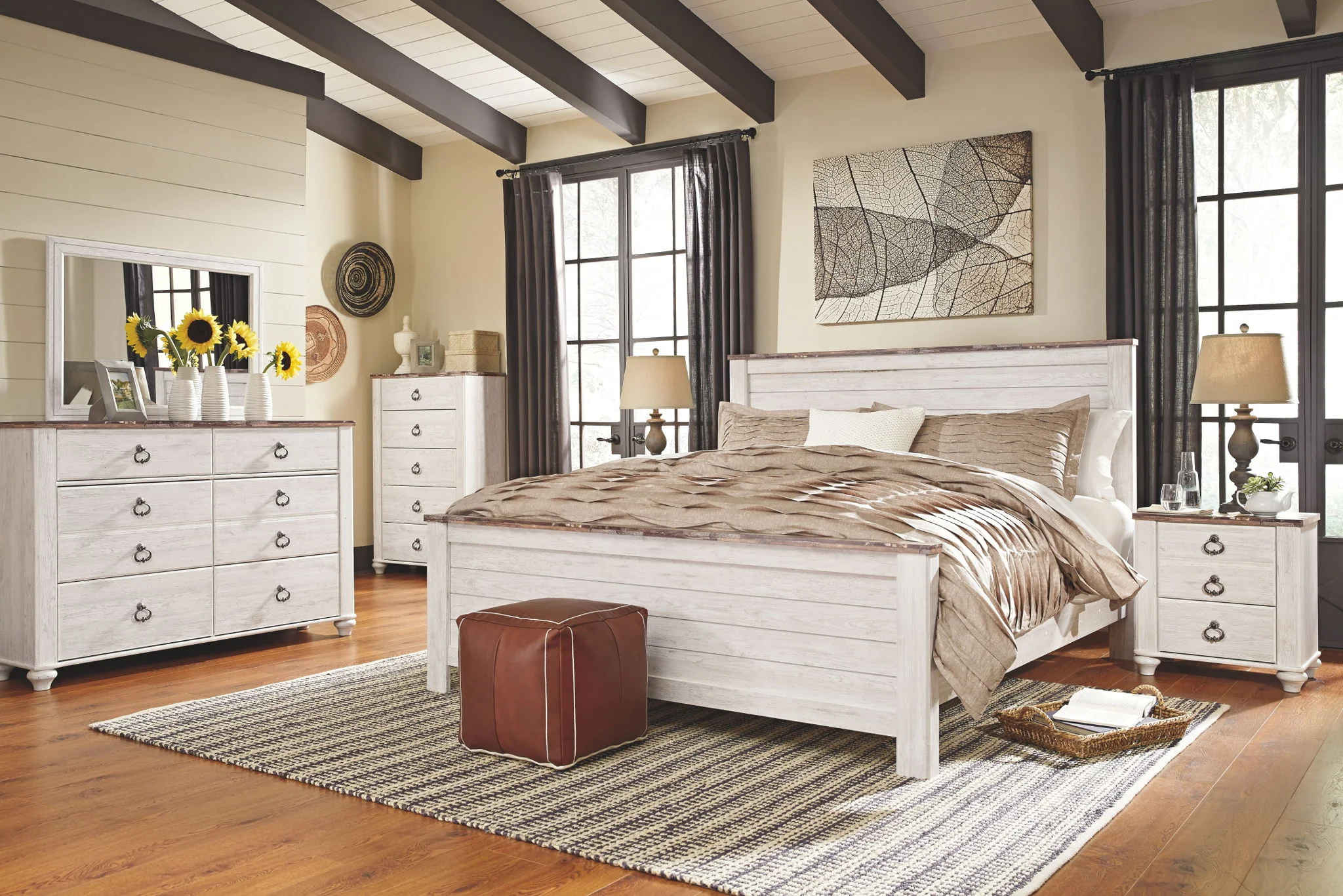 Willowton - Whitewash - California King Panel Bed - Image 3