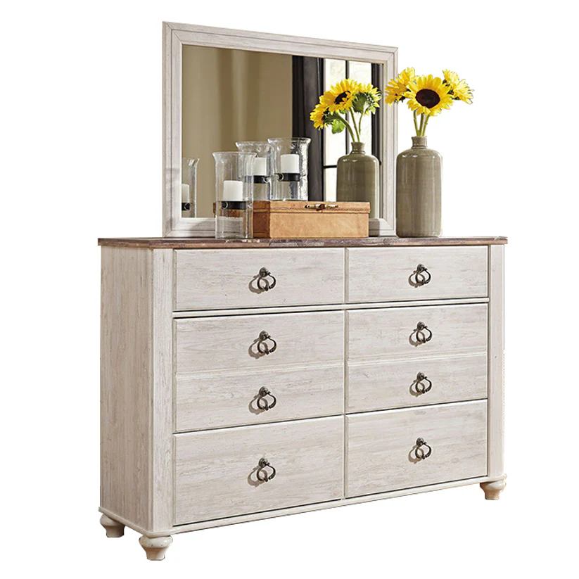 Willowton - Whitewash - Dresser, Mirror