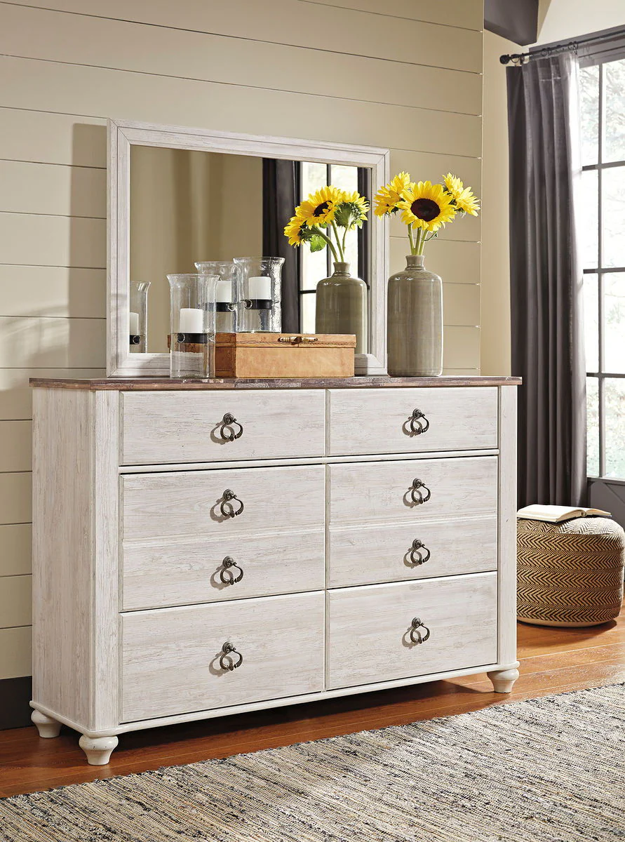 Willowton - Whitewash - Dresser, Mirror - Image 2