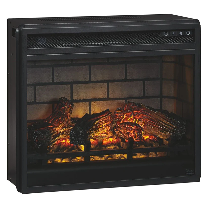 Willowton - Whitewash - 2 Pc. - 64" TV Stand With Faux Firebrick Fireplace Insert - Image 3