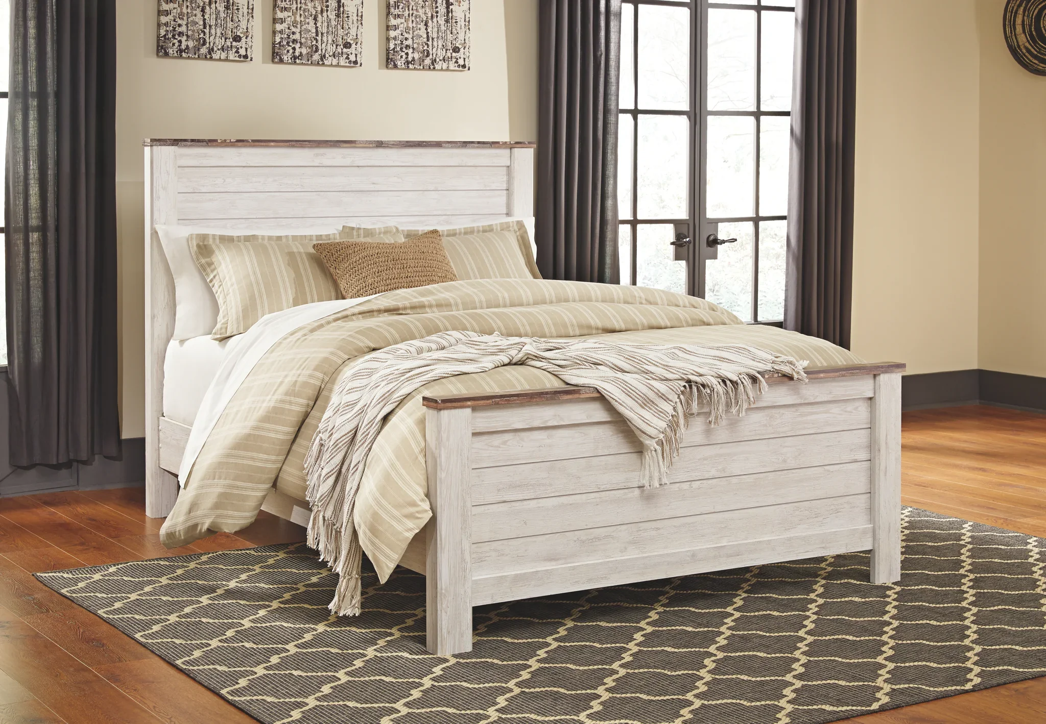 Willowton - Whitewash - Queen Panel Bed - Image 2