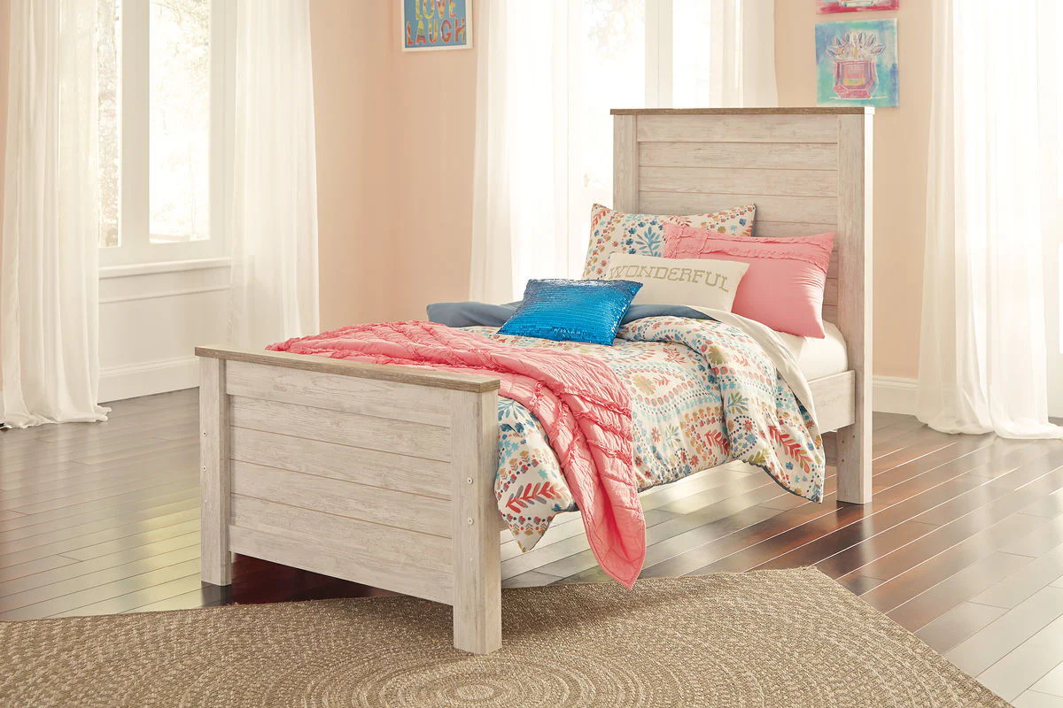 Willowton - Whitewash - Twin Panel Bed - Image 2
