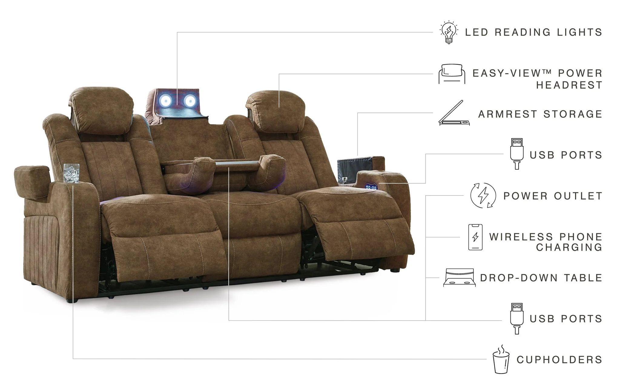 Wolfridge - Brindle - Power Reclining Loveseat With Console /Adj Hdrst - Image 5