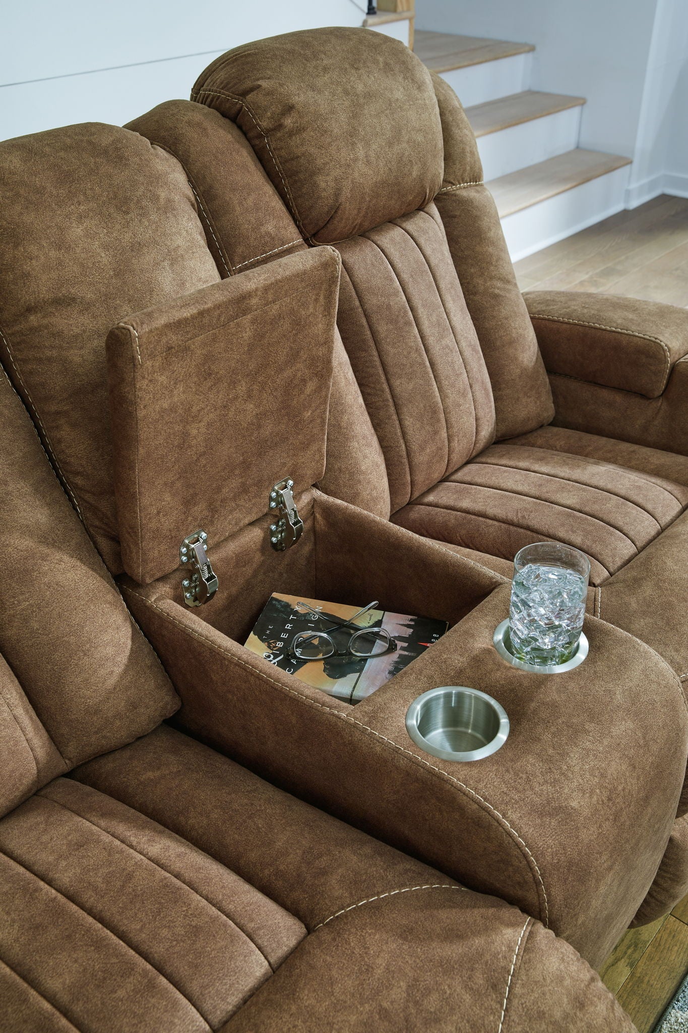 Wolfridge - Brindle - Power Reclining Loveseat With Console /Adj Hdrst - Image 7