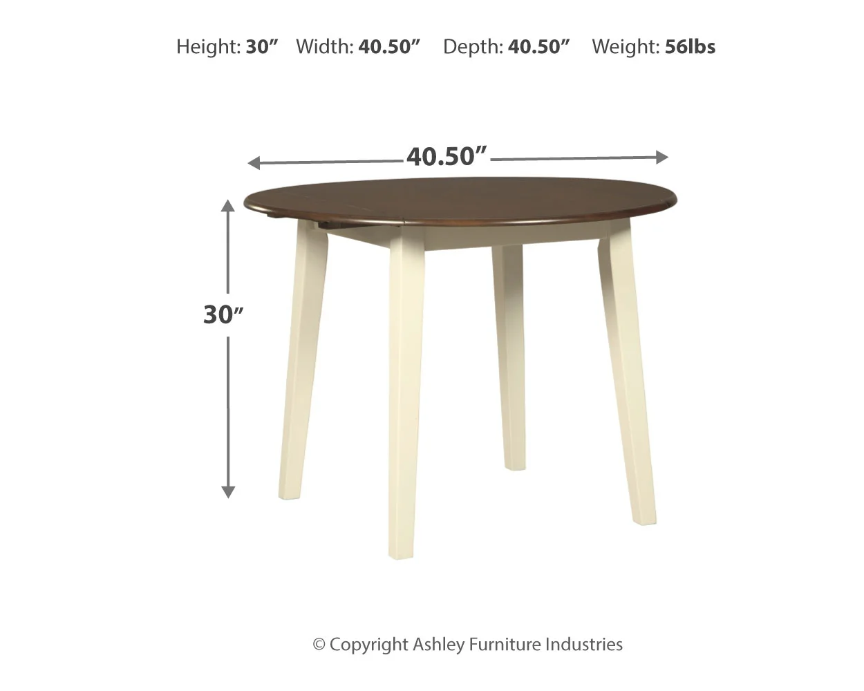 Woodanville - Cream / Brown - Round Drm Drop Leaf Table - Image 4