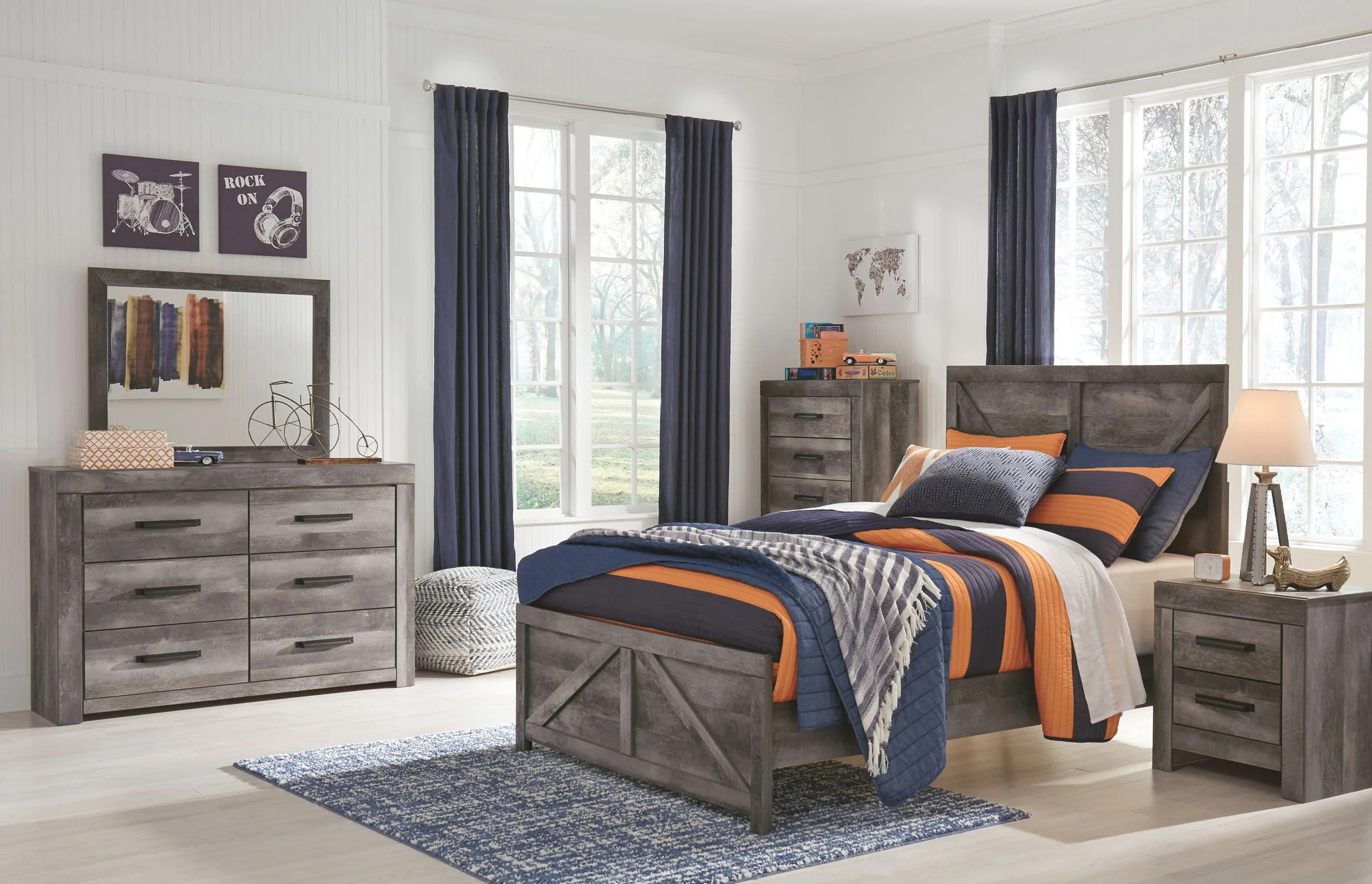 Wynnlow - Gray - Full Crossbuck Panel Bed - Image 3