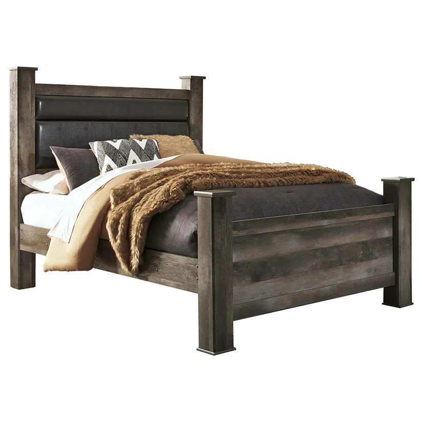 Wynnlow - Gray - Queen Upholstered Poster Bed