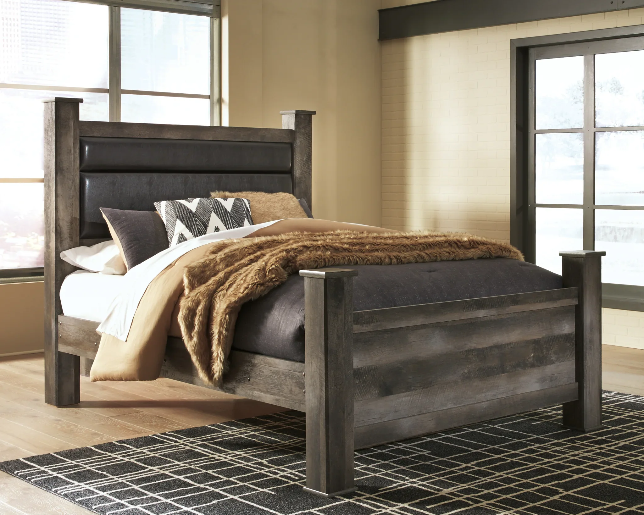 Wynnlow - Gray - Queen Upholstered Poster Bed - Image 2